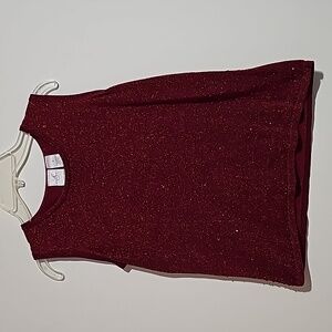 Liz Claiborne Red Metallic Sweater Beading Sz S Emma James Sleeveless Christmas